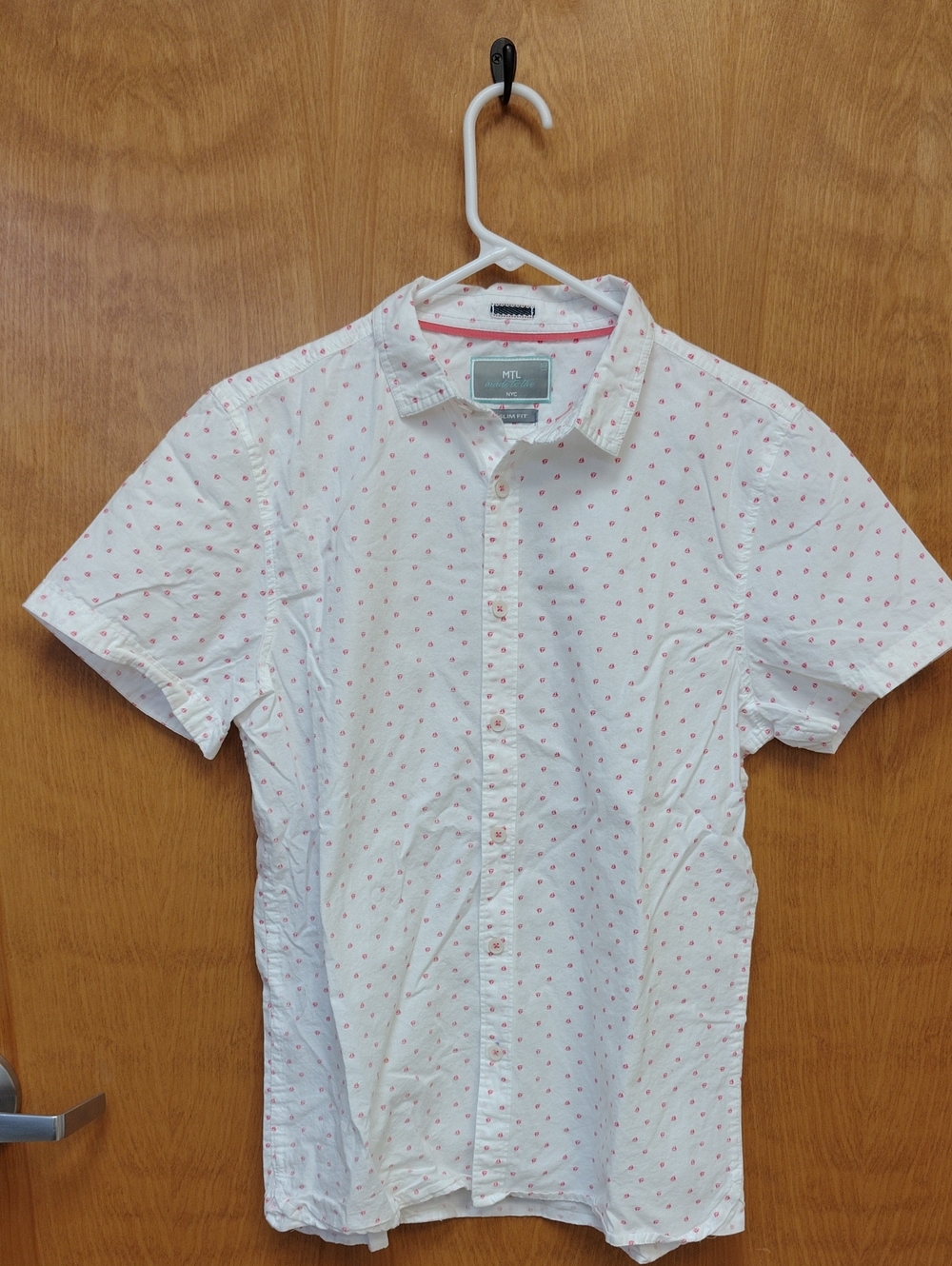 Made To Live White Short-Sleeve Button-Down Shirt with Pink Sailboat Pattern